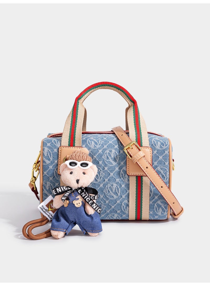 بليه روان حقيبة كروس بودي نسائية صغيرة مع دمية دب حقيبة كتف أنيقة بحزام قابل للتعديل للاستخدام اليومي والتسوق والسفر - Image 1